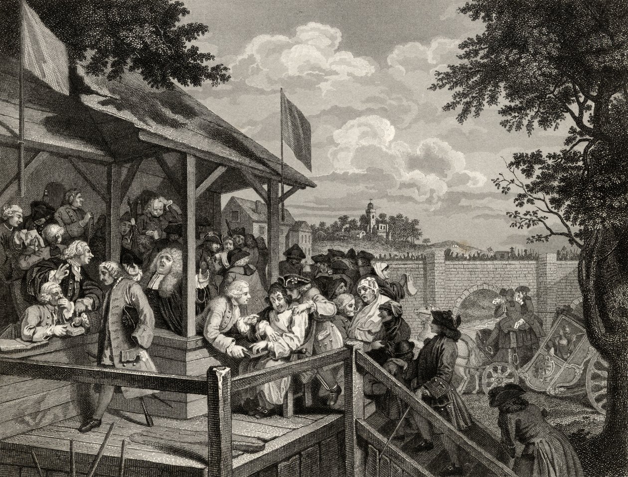 乔治·普雷斯伯里（George Presbury）在1833年出版的“威廉·霍加斯的作品”（The Works of William Hogarth）中雕刻的投票 作者 威廉·霍加斯