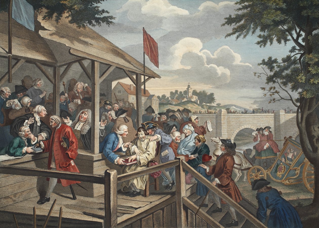 The Polling，来自&39;Hogarth Restored：The Whole Works of the famous William Hogarth，由Thomas Cook&39;重新雕刻，酒吧。 1812年（手工雕刻） 作者 威廉·霍加斯