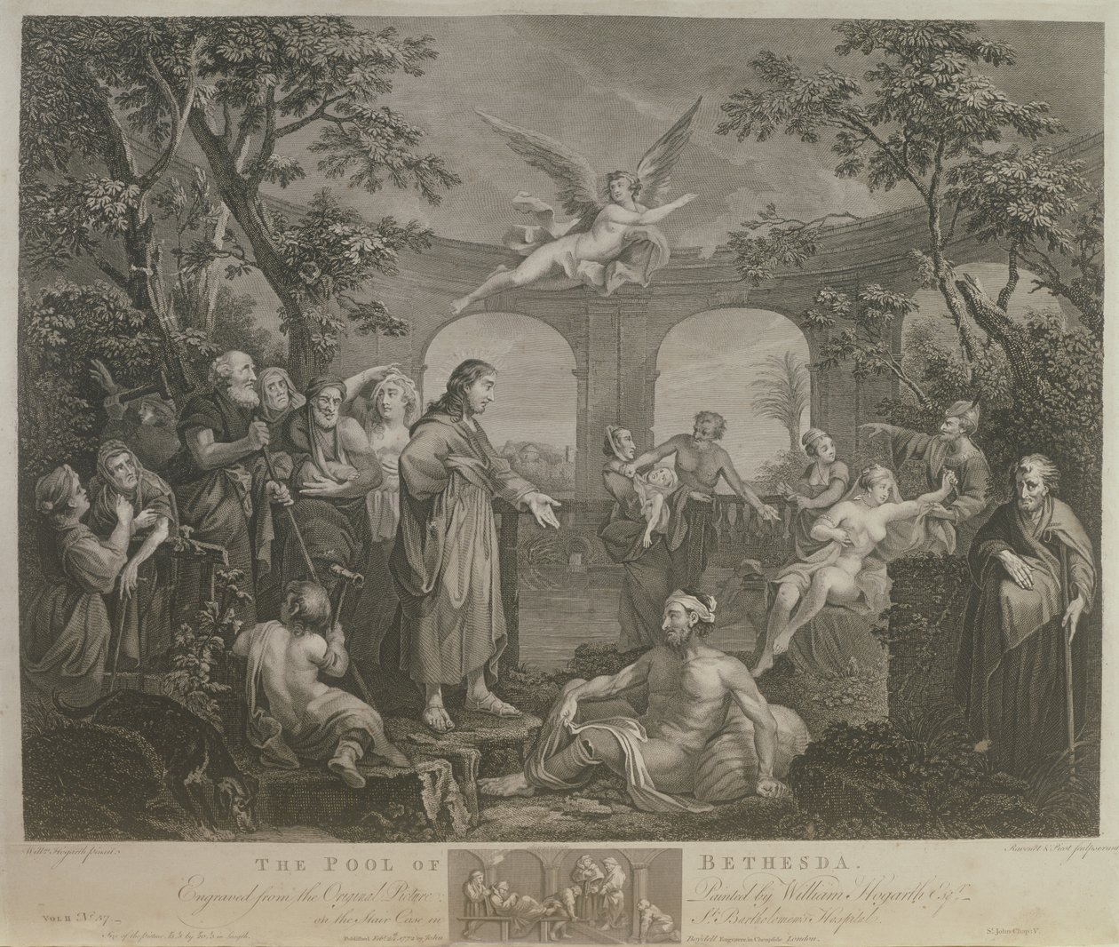 贝塞斯达池，由JM Delatre和Simon Francis Ravenet雕刻，由John Boydell出版（1719-1804）1772 作者 威廉·霍加斯