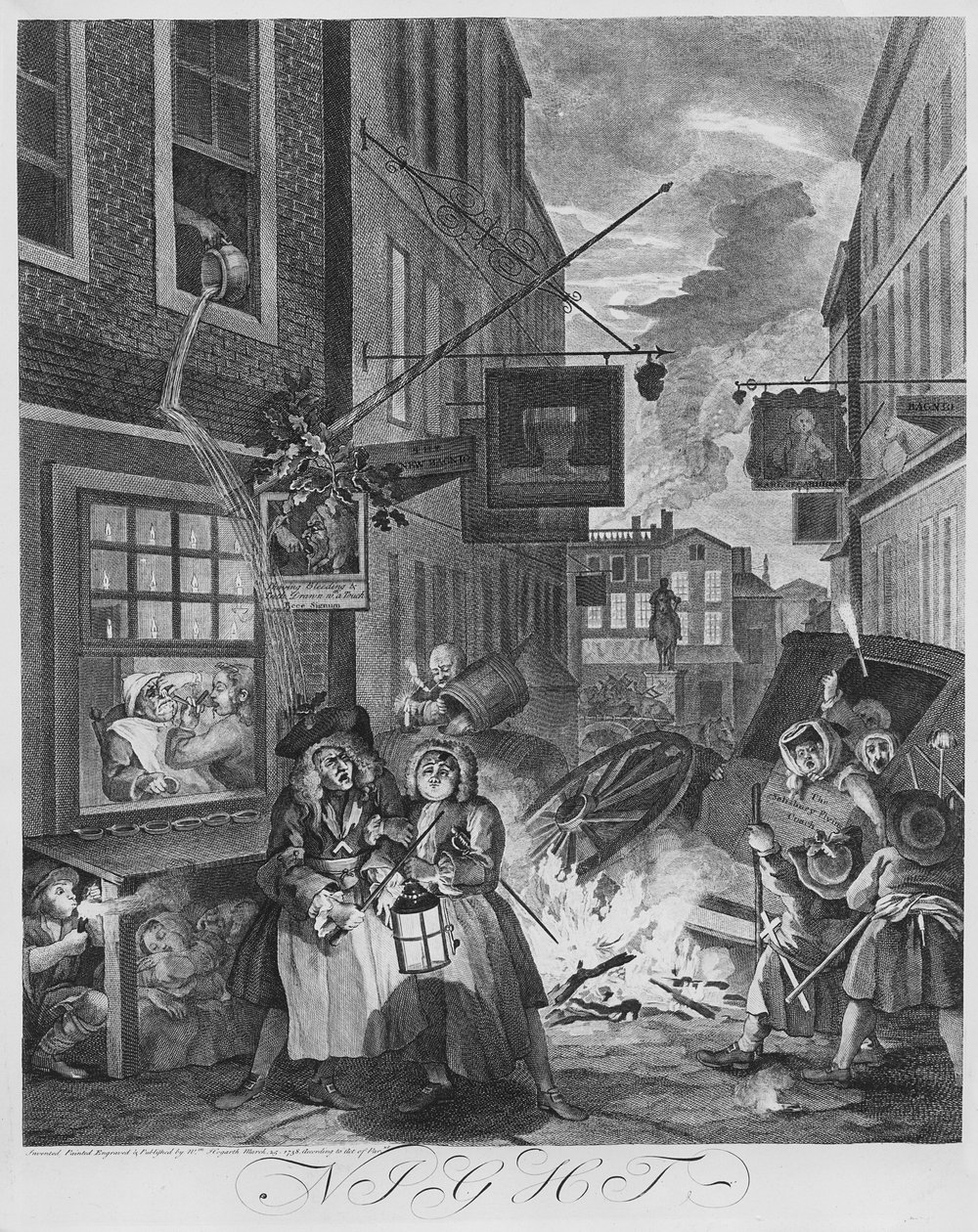每日时报，夜晚，1738年 作者 威廉·霍加斯
