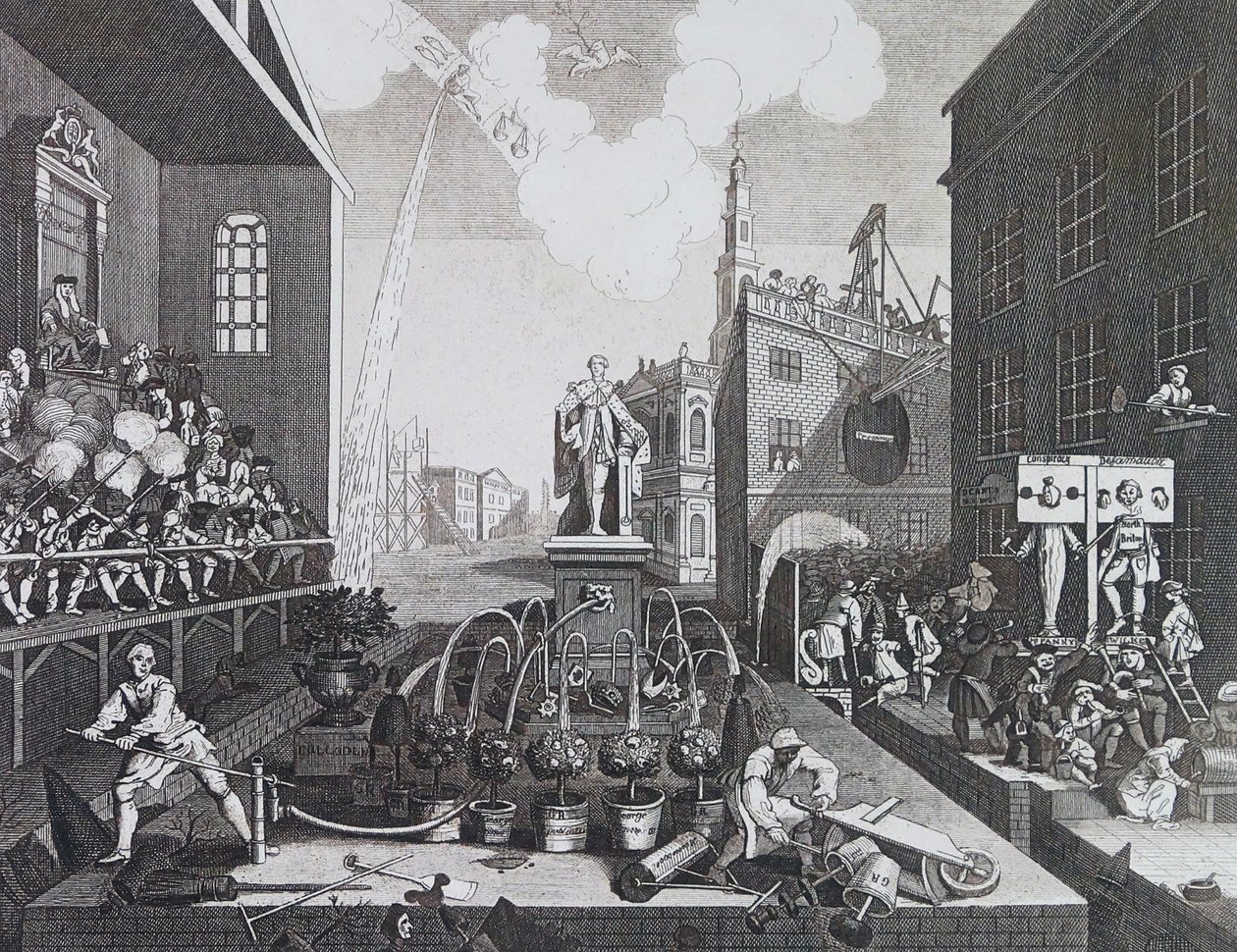 Two criminals in a pillory or stocks in London 作者 威廉·霍加斯