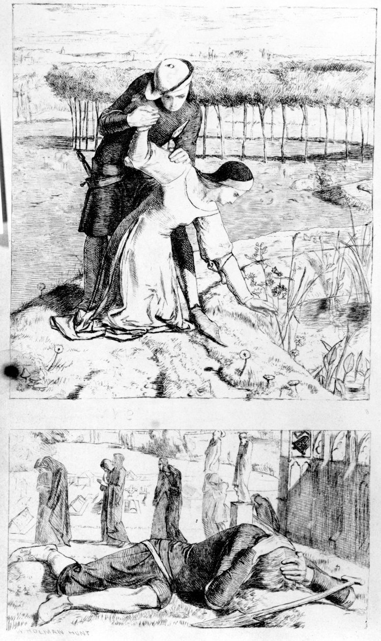 托马斯伍尔纳的“我的美丽女士”的插图，发表在1850年的“The Germ”中 作者 威廉·霍尔曼·亨特