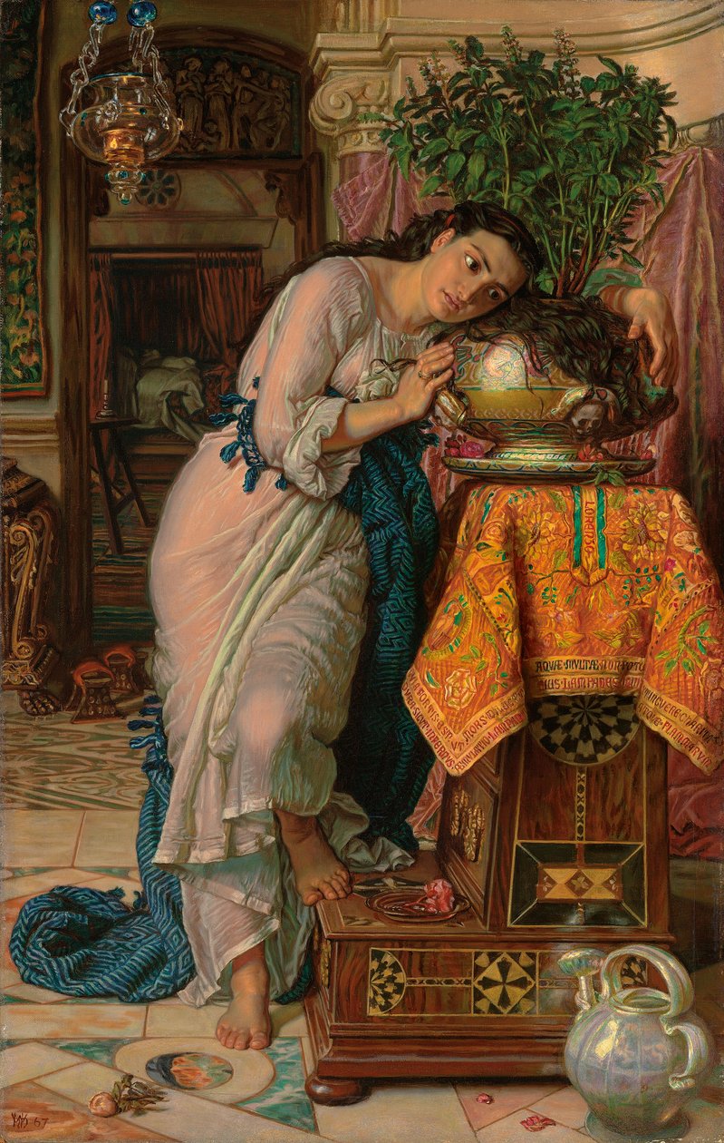 伊莎贝拉和罗勒壶，1867年 作者 威廉·霍尔曼·亨特