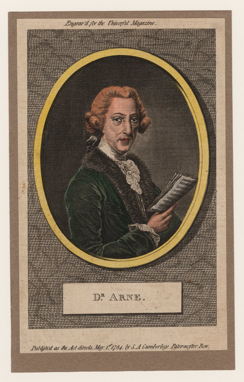 Arne博士，1784年（手工彩色雕刻） 作者 威廉·汉弗莱