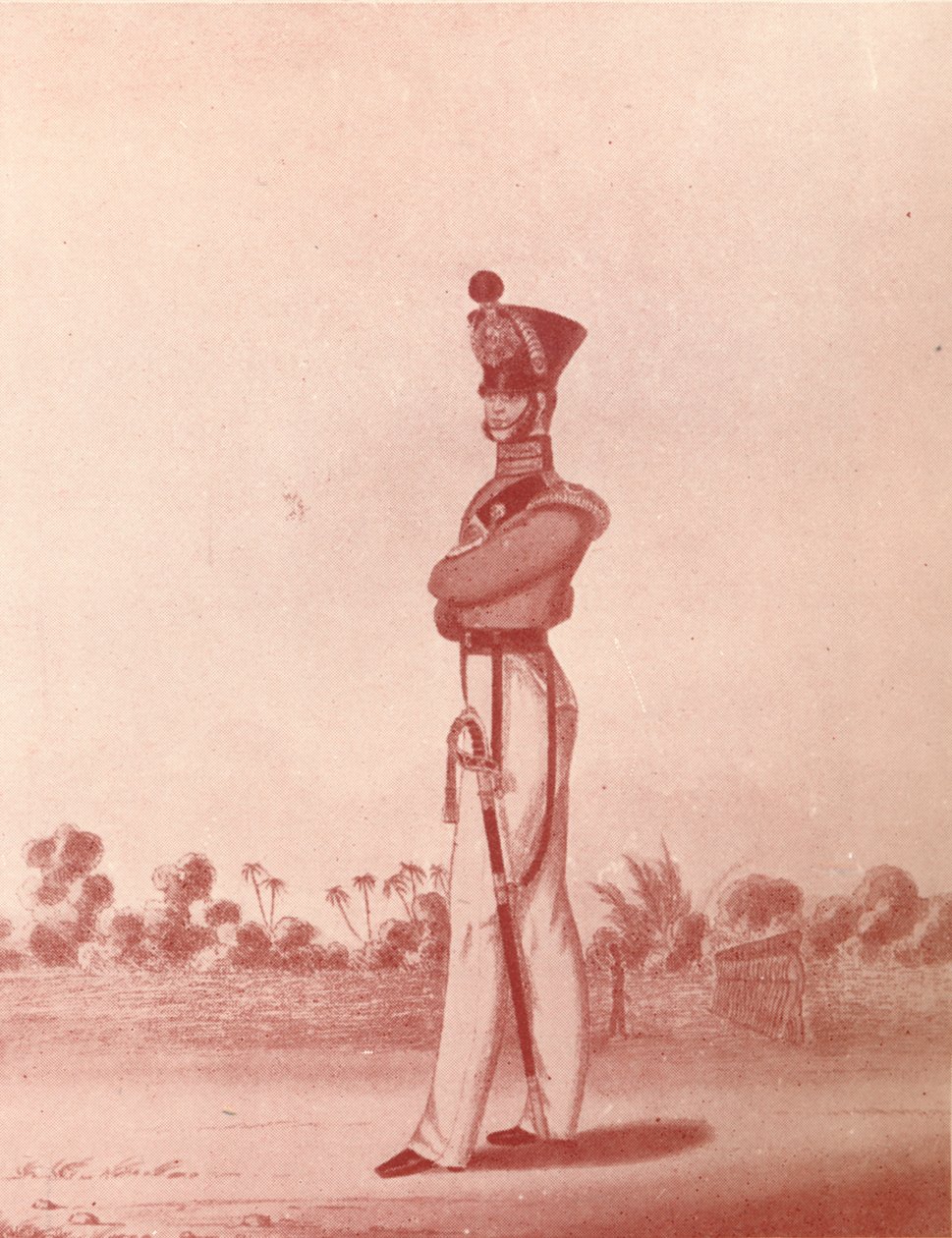 马德拉斯陆军轻步兵的军官，c1837-1843，1909年 作者 威廉·汉斯利