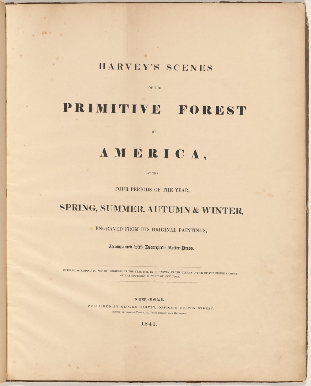 哈维的《原始森林的风景》（Scenes of the Primitive Forest）。 作者 威廉·詹姆斯·贝内特（William James Bennett），模仿乔治·哈维