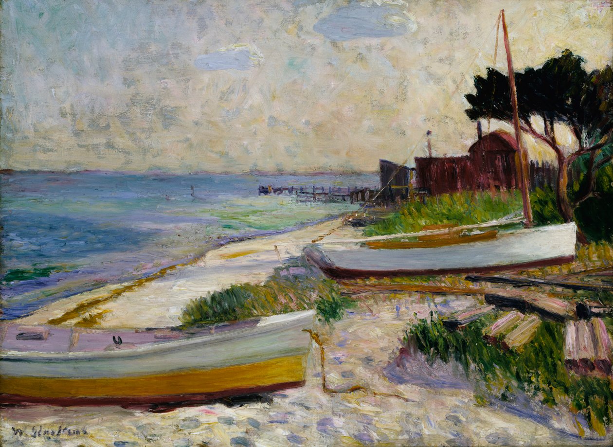 海滩风景，1930年前。 作者 威廉·詹姆斯·格拉肯斯