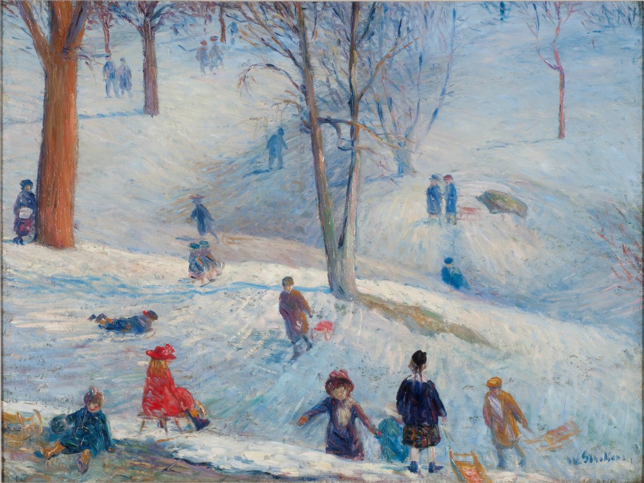 拉雪橇，中央公园，1912年 作者 威廉·詹姆斯·格拉肯斯