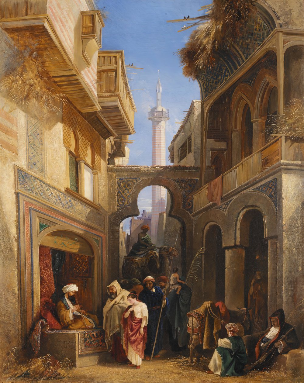 开罗的街景，1839年。 作者 威廉·詹姆斯·穆勒