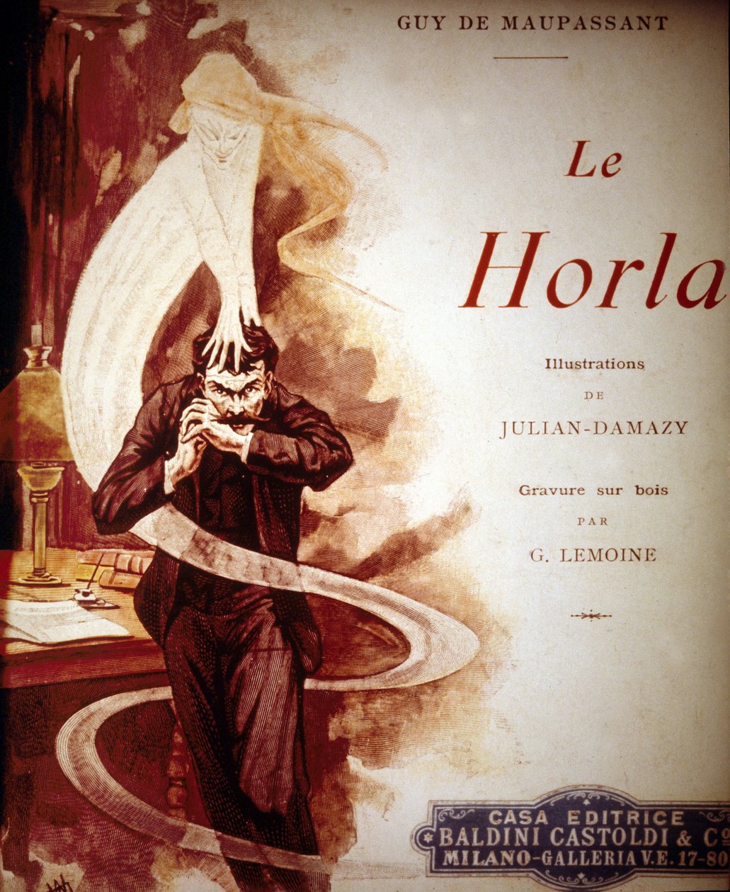 盖伊·德·莫泊桑 (Guy de Maupassant) 的“The Horla”封面。 威廉·朱利安·达马齐 (1865-1910) 的插图。 作者 威廉·朱利安·达马齐