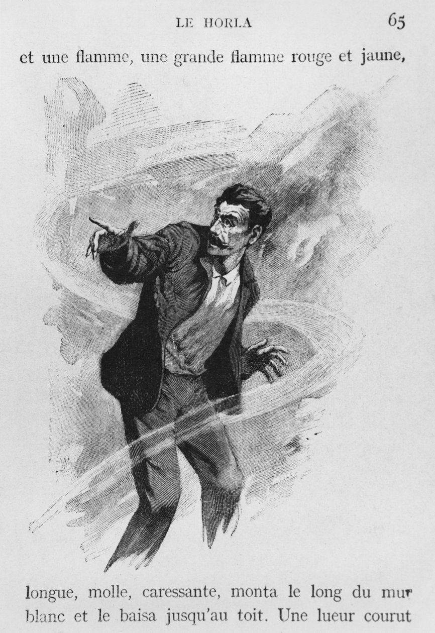 叙述者，来自&39;Le Horla&39;的插图，由Guy de Maupassant（1850-93）雕刻，由Georges Lemoine，巴黎，版本Albin Michel，c.1910（木版画） 作者 威廉·朱利安·达马齐