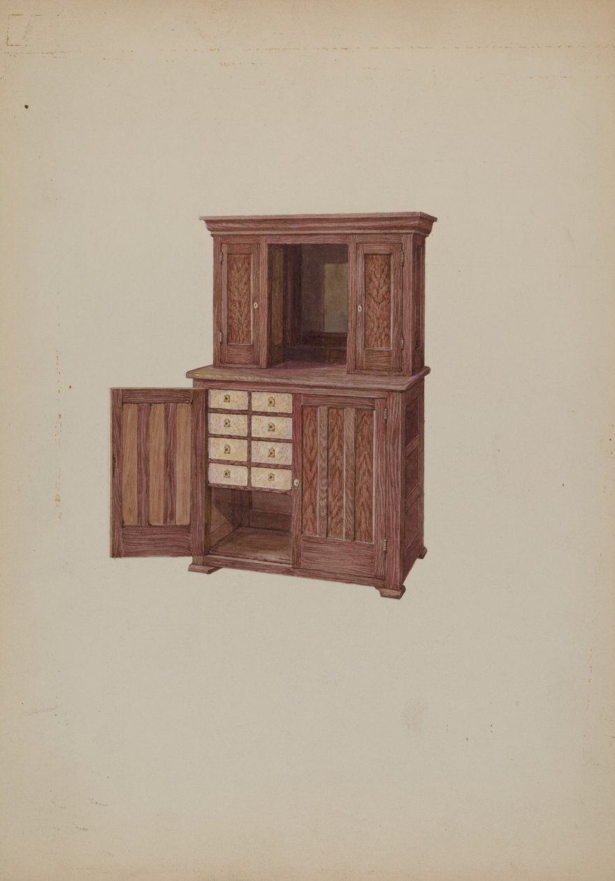 橱柜，有象牙钥匙孔，约1937年。 作者 威廉·基克霍费尔