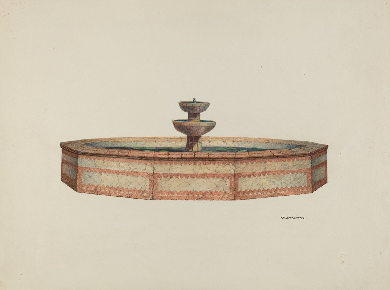 Mission Fountain, 1941年。 作者 威廉·基克霍费尔