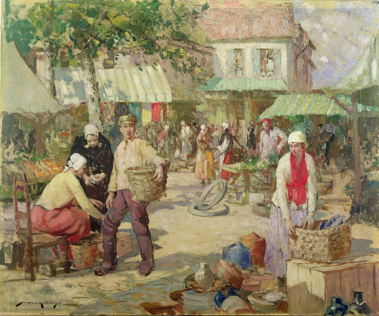 布列塔尼市场（布面油画） 作者 威廉·李·汉基
