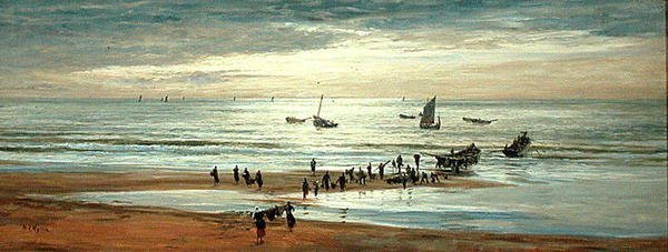 法国北海岸的海滩景象（布面油画） 作者 威廉·莱昂内尔·威利
