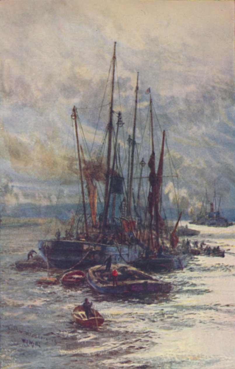 将煤卸入驳船，1910年 作者 威廉·莱昂内尔·威利