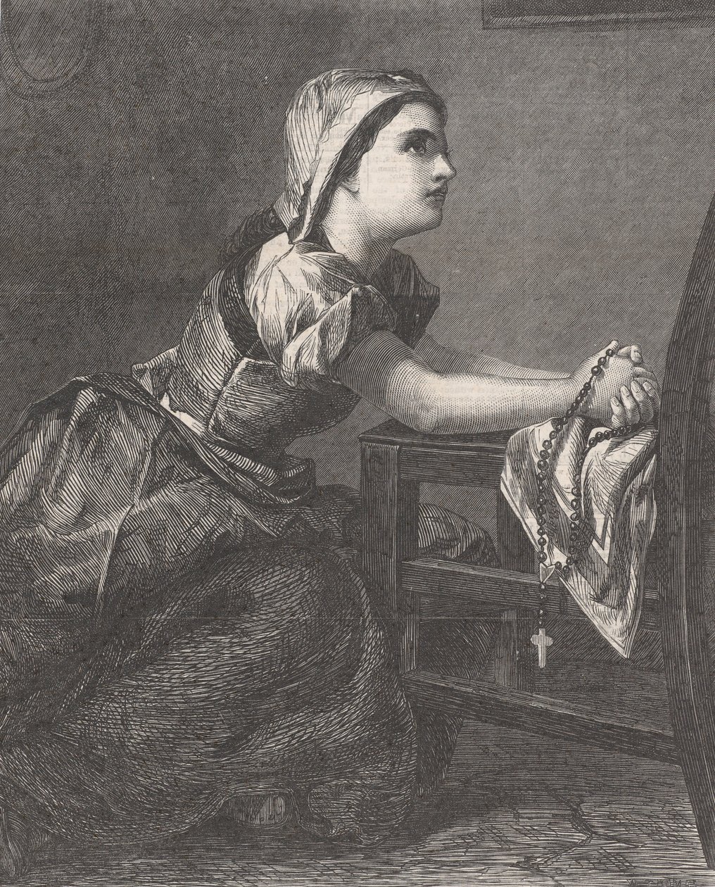 La Prière The Prayer，摘自《伦敦新闻画报》，1867年3月2日。 作者 威廉·卢森·托马斯