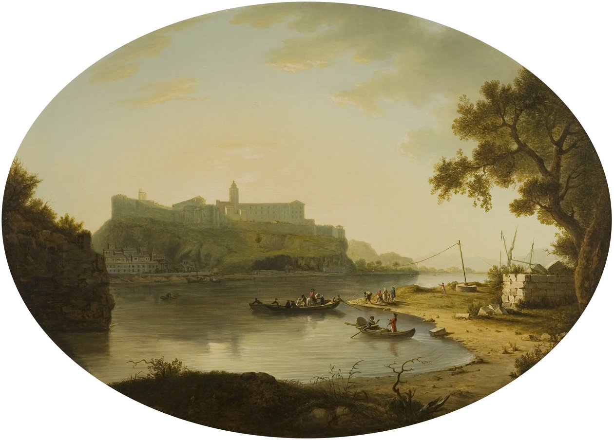 阿维尼翁河畔维伦纽夫的景色，约1770年（布面油画） 作者 威廉·马洛