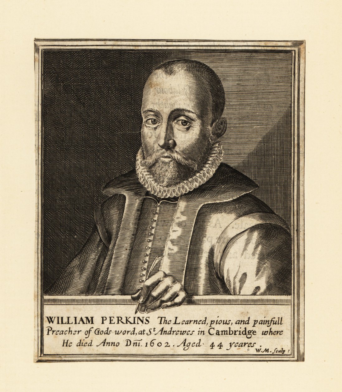 威廉·帕金斯（William Perkins）的肖像，英国神职人员和剑桥神学家 作者 威廉·马歇尔
