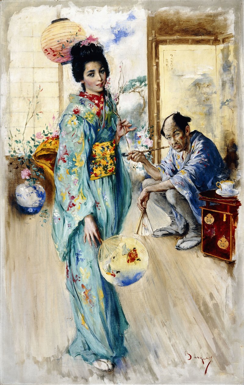 淑女和萨达·桑（布面油画） 作者 威廉·梅里特·伯格