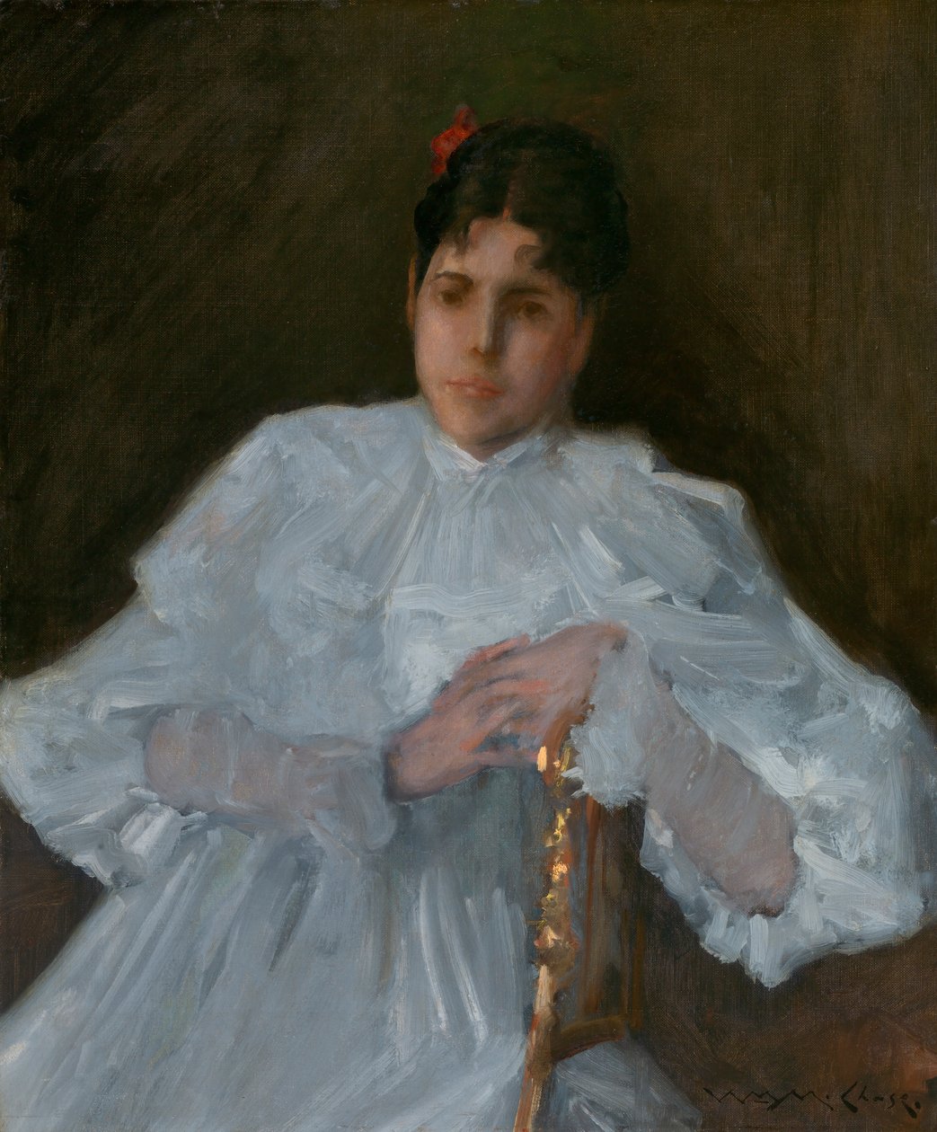 穿白衣的女孩，约1890年。 作者 威廉·梅里特·蔡斯