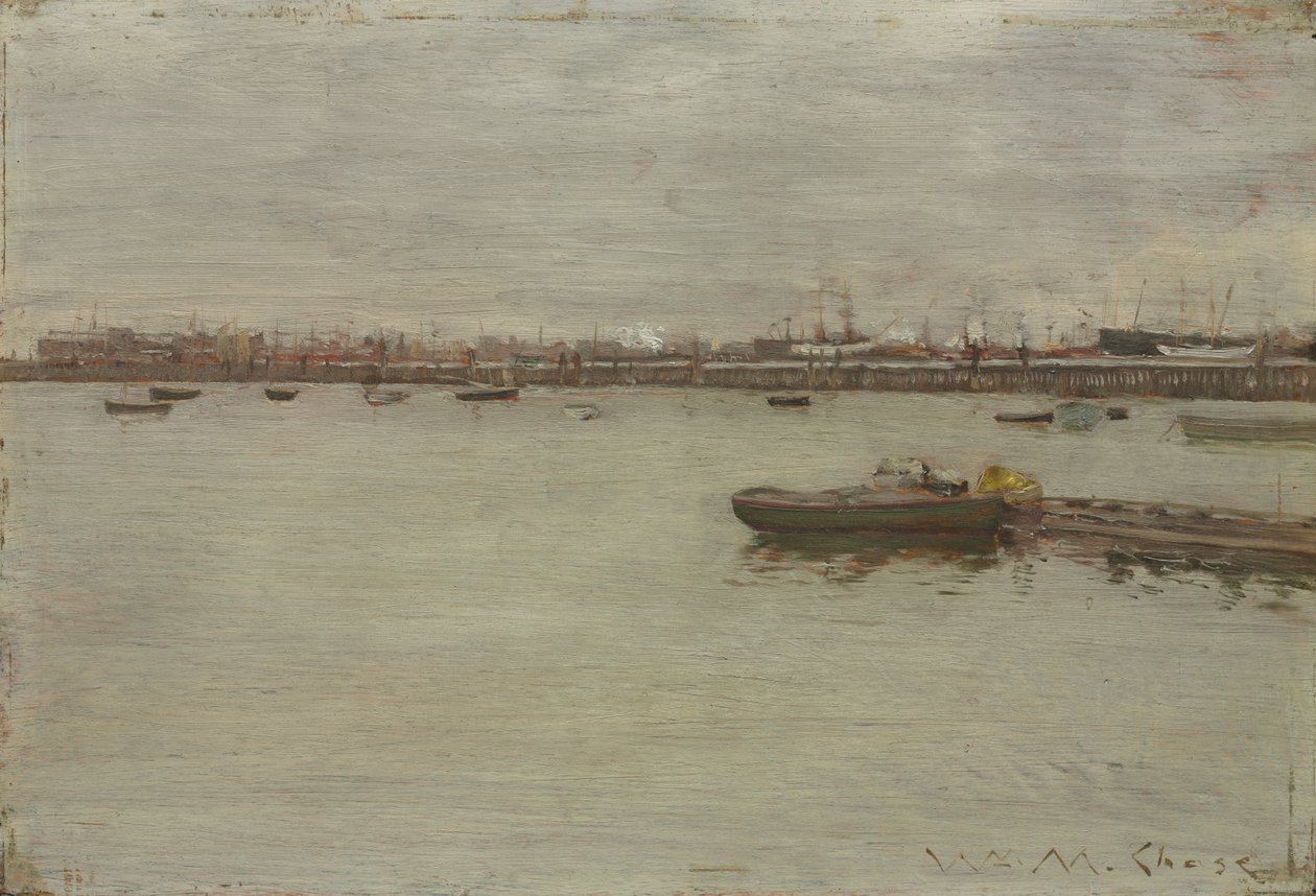 海湾上的灰色日子c。 1886年。 作者 威廉·梅里特·蔡斯