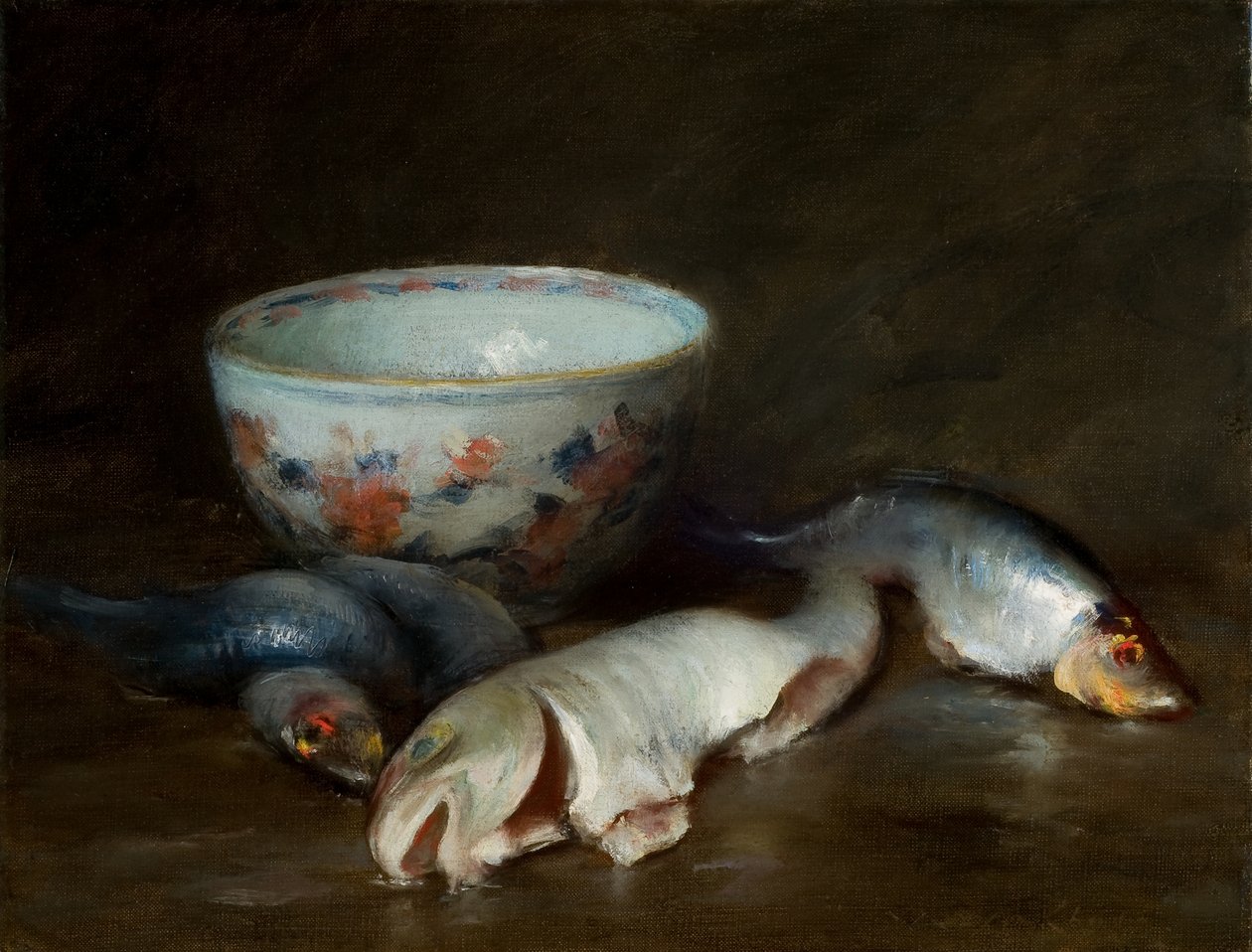 有鱼的静物 1910 年（布面油画） 作者 威廉·梅里特·蔡斯