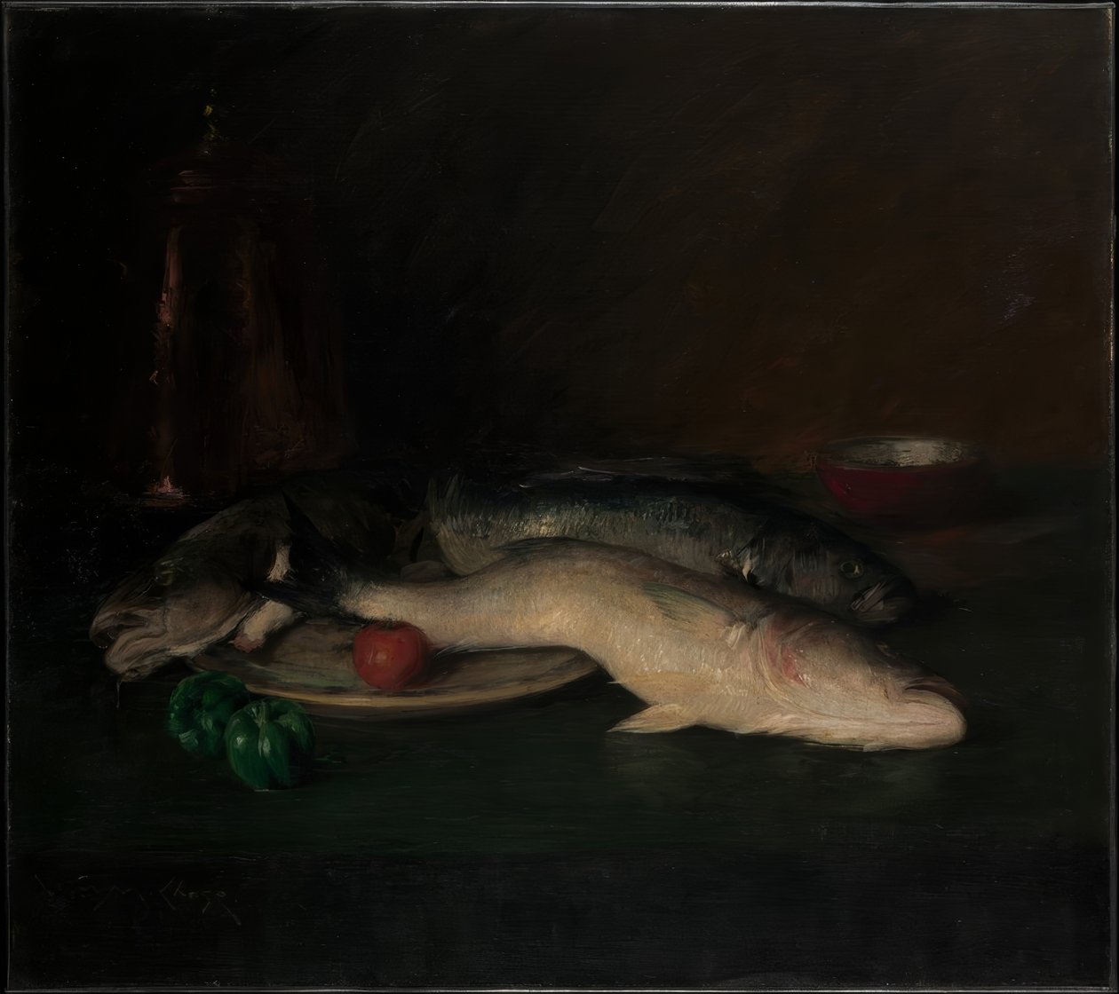 Stillleben: Fisch 作者 威廉·梅里特·蔡斯
