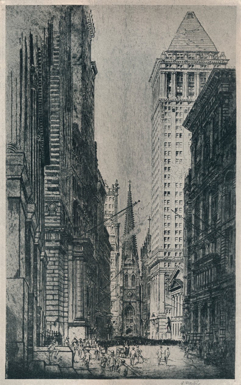 纽约华尔街，c1913 作者 威廉·蒙克