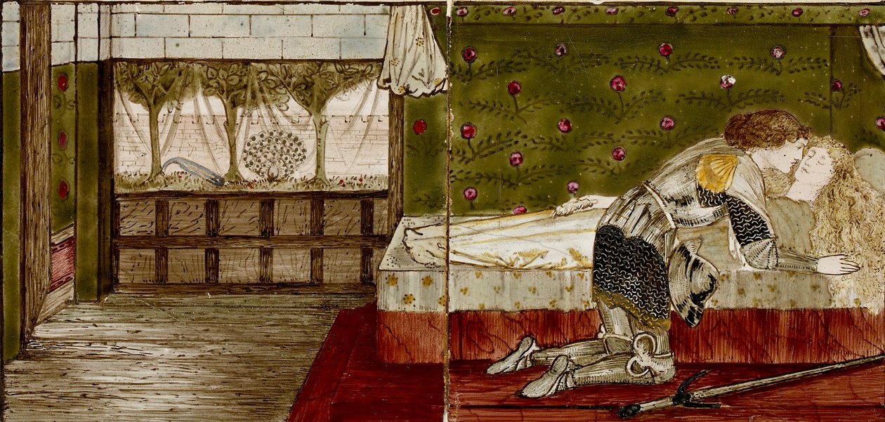 16块瓷砖组成了8幅 "Briar Rose "故事的插图，1862-1865年。艺术家：威廉-莫里斯，爱德华-科利-伯恩-琼斯爵士。 作者 威廉·莫里斯、爱德华·科利·伯恩·琼斯爵士