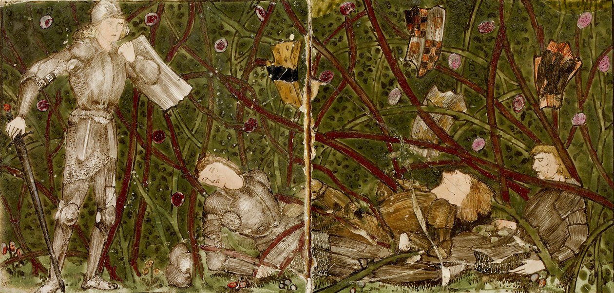 16块瓷砖组成了8幅 "Briar Rose "故事的插图，1862-1865年。艺术家：威廉-莫里斯，爱德华-科利-伯恩-琼斯爵士。 作者 威廉·莫里斯、爱德华·科利·伯恩·琼斯爵士
