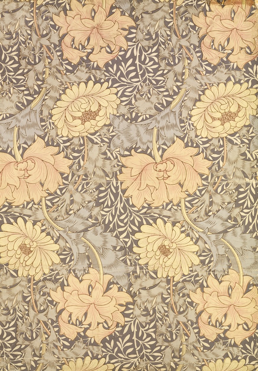 &39;Chrysanthemum&39;壁纸设计，1876年 作者 威廉·莫里斯