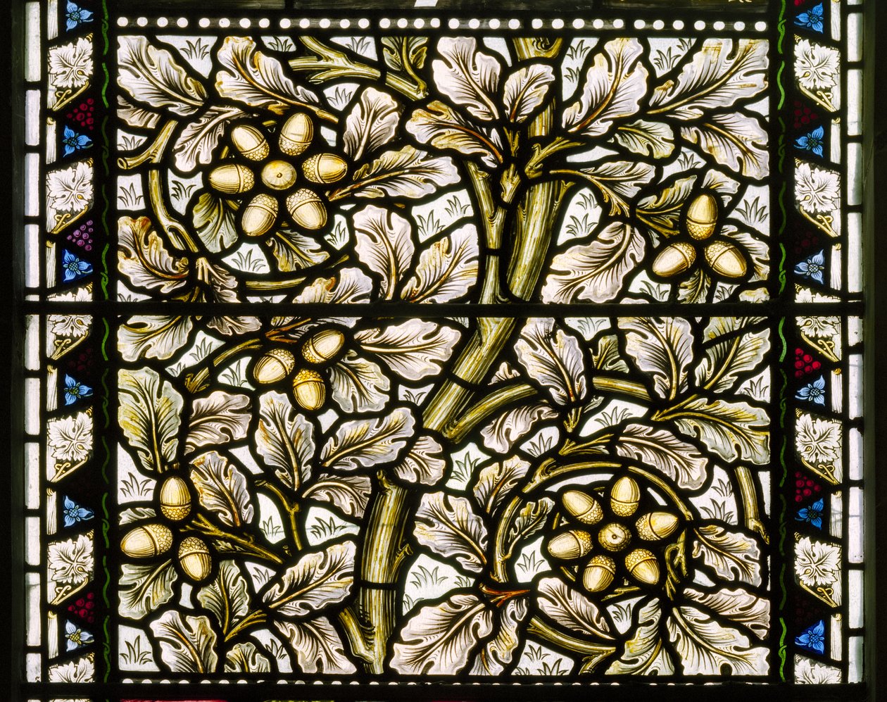 Kirkcaldy Old Kirk，Morris＆Co.，William Morris，Acorns＆Oak Leaves，1886 作者 威廉·莫里斯
