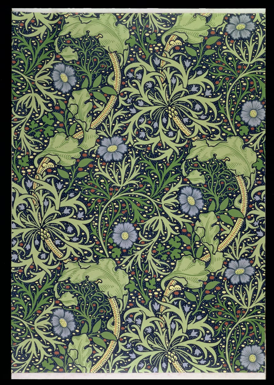 海藻壁纸设计，由John Henry Dearle（1860-1932），1901年印刷（壁纸） 作者 威廉·莫里斯