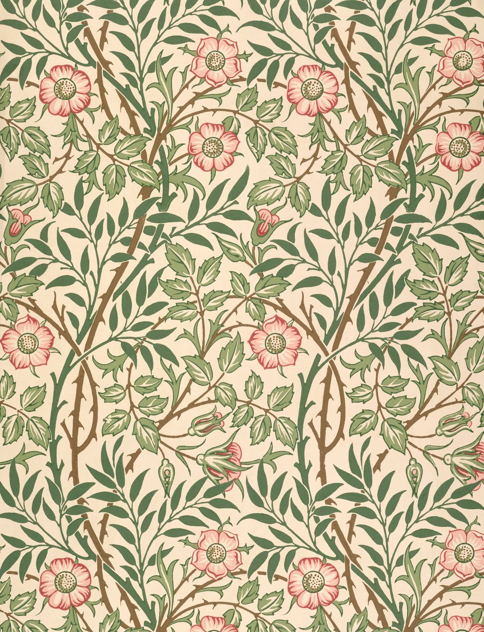 &39;Sweet Briar&39;壁纸设计，由John Henry Dearle（1860-1932）1917年印刷 作者 威廉·莫里斯