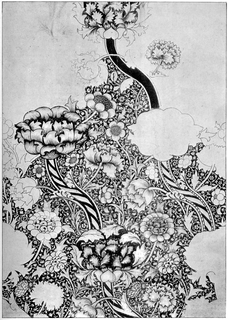 1884年，棉花上印有Wandle图案，1884年。 作者 威廉·莫里斯