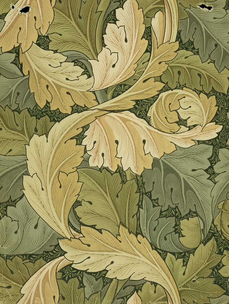 壁纸设计与AcanthusWoodland颜色，1875年 作者 威廉·莫里斯