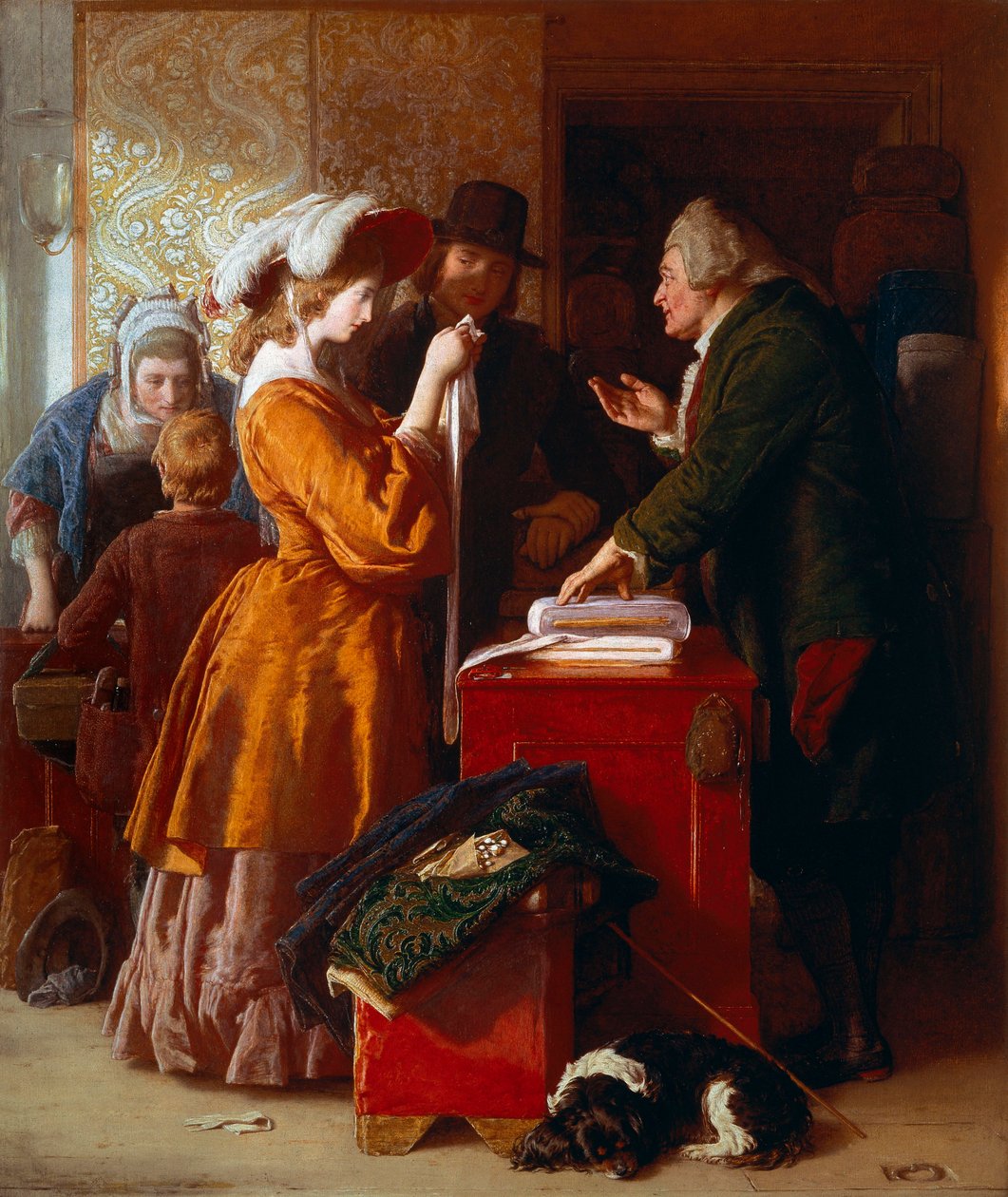 “" Choosing the wedding dress "” Detail. Painting by William Mulready (1786-1863). 1845. London. Victoria and Albert Museum. 作者 威廉·穆雷迪（William Mulready）