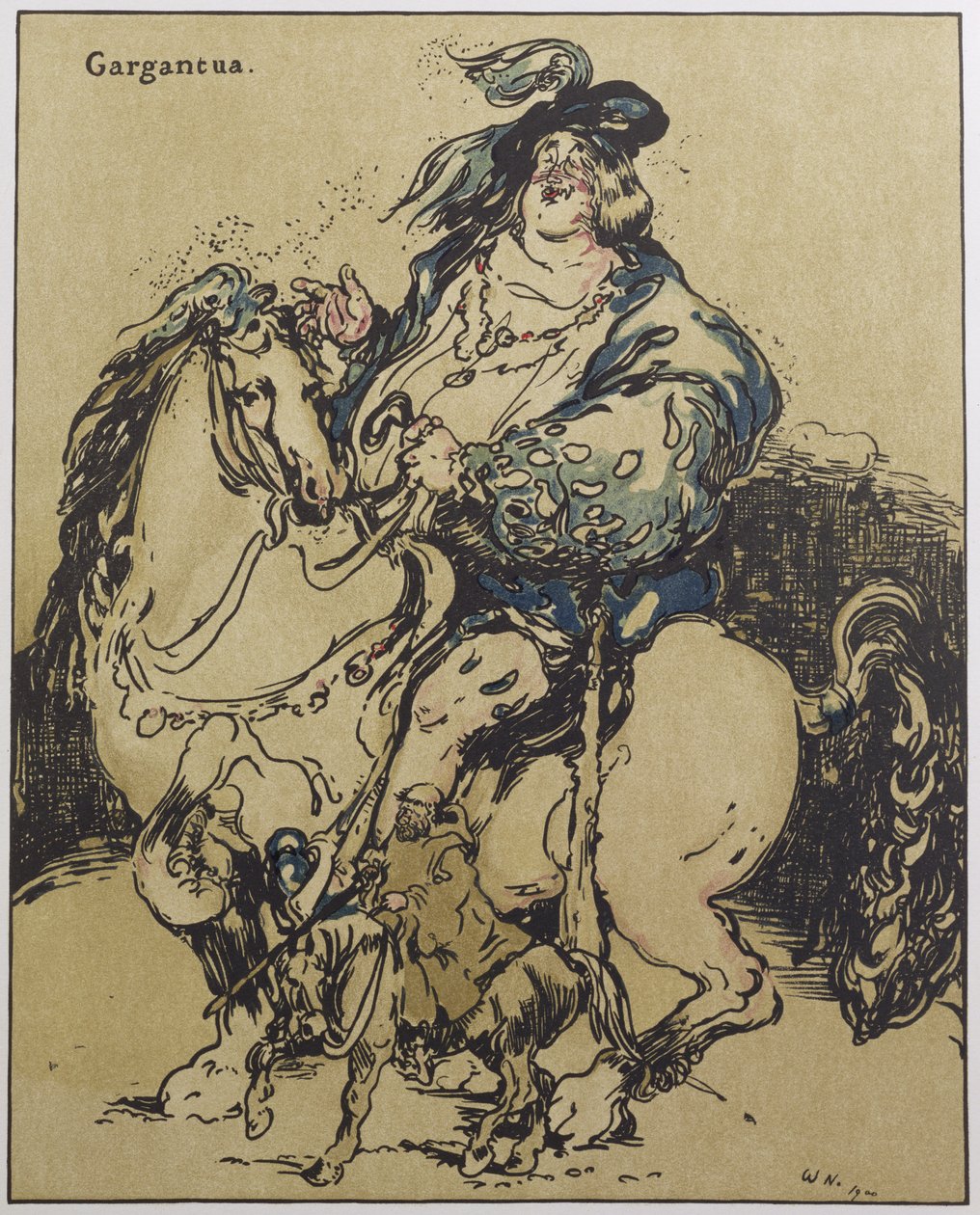 Gargantua，《浪漫人物》插图，1900 年首次出版（彩色平版印刷） 作者 威廉·尼科尔森