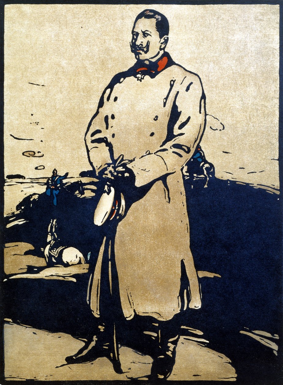 德皇威廉二世 (1859-1941) 插图《十二幅肖像 - 第二系列》，1899 年出版（手绘木版画） 作者 威廉·尼科尔森