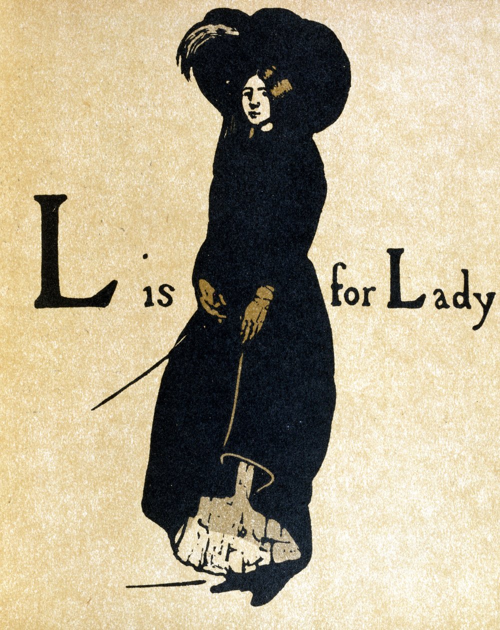 L 代表女士，插图来自 William Heinemann 出版的《An Alphabet》 作者 威廉·尼科尔森