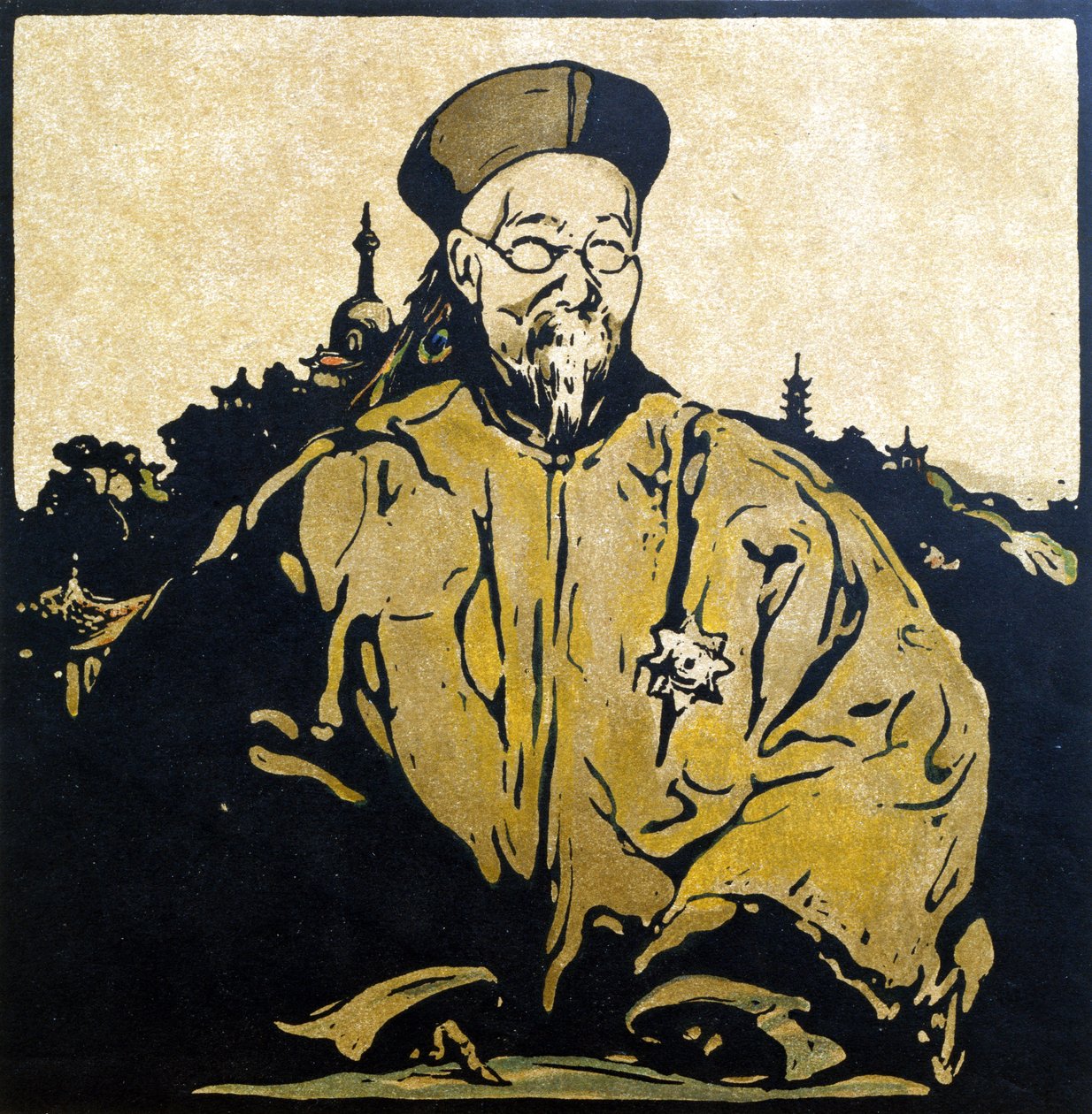 李鸿章（1823-1901）插图《十二肖像 - 第二辑》，1899 年出版（手绘木刻） 作者 威廉·尼科尔森
