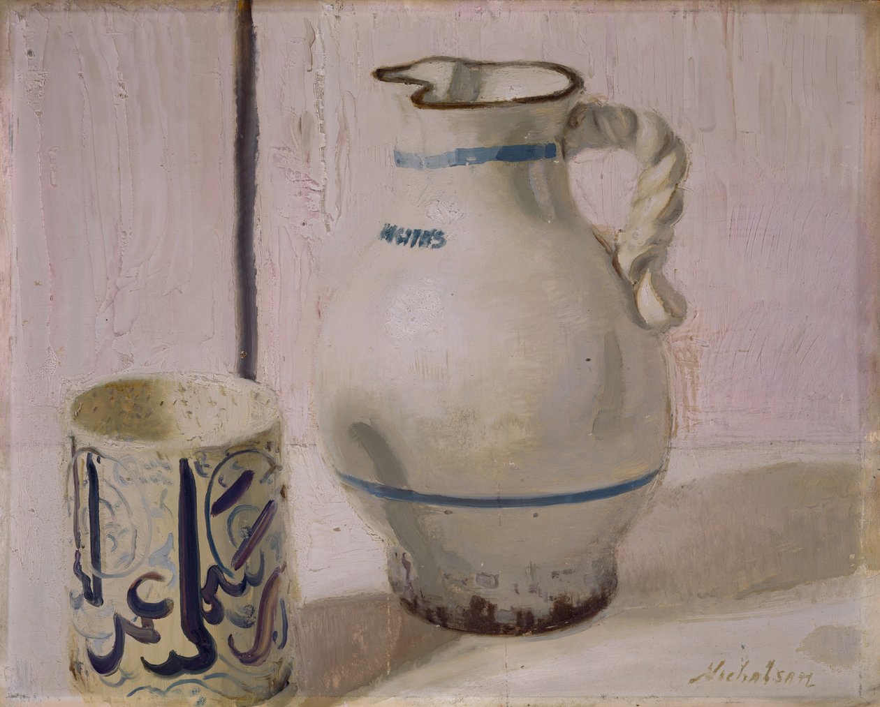 粉红色的静物与水壶，1935-36。 作者 威廉·尼科尔森