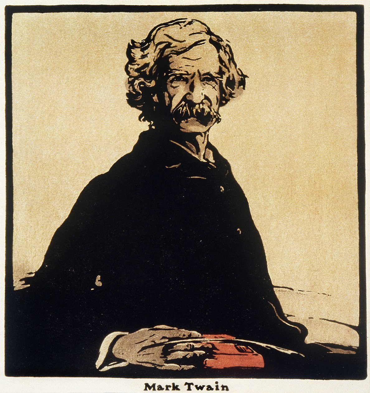 马克·吐温 (1835-1910) 肖像美国作家 - 威廉·尼克尔森 (1872-1949) 绘画 作者 威廉·尼科尔森