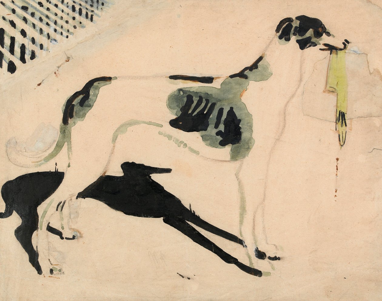 戴手套的灰色猎犬（纸上水彩和石墨） 作者 威廉·尼科尔森