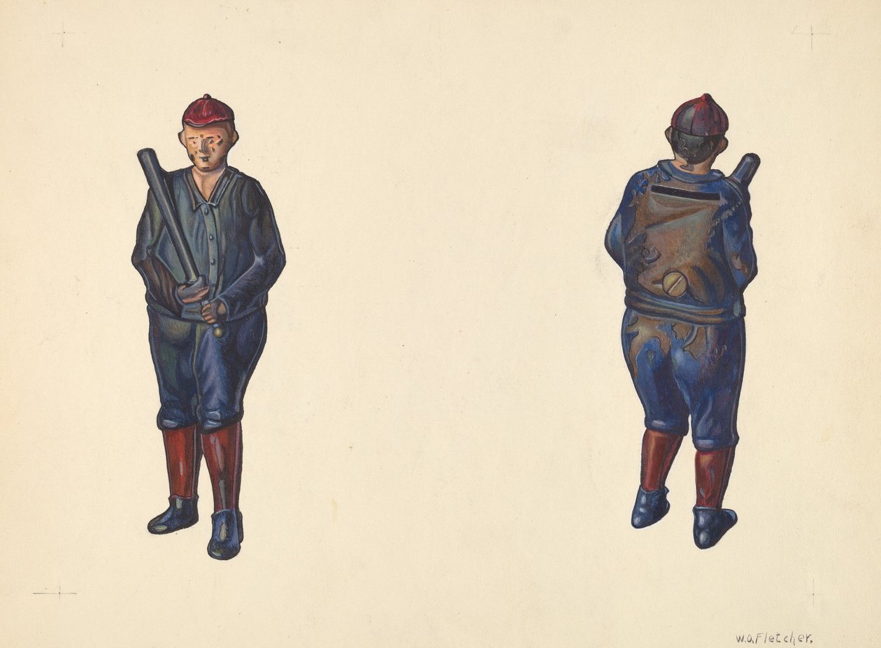 棒球运动员硬币银行，约1938年。 作者 威廉·O·弗莱彻