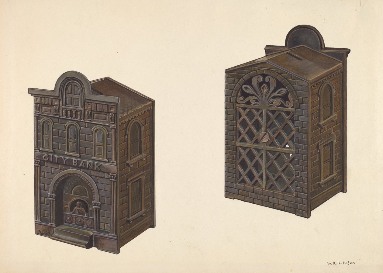 城市银行玩具银行，约1938年。 作者 威廉·O·弗莱彻