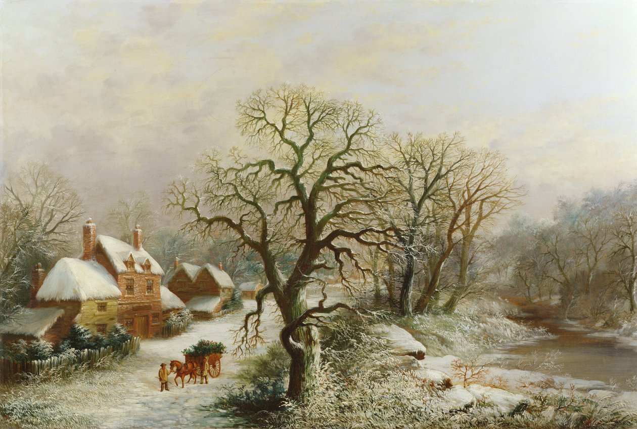 The Holly Cart，19世纪 作者 威廉·奥利弗·斯通