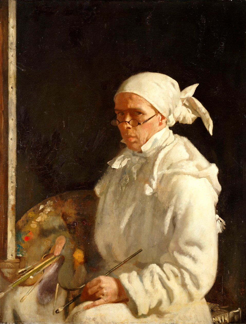 画家：戴眼镜的自画像，1907年 作者 威廉·奥彭
