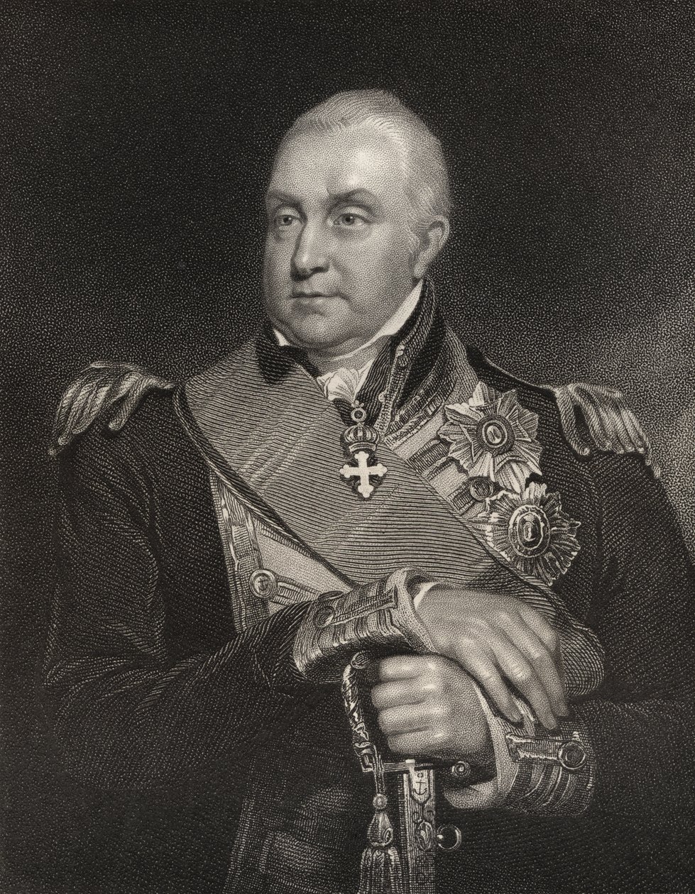 海军少将爱德华·佩勒（Edward Pellew），由威廉·霍利（William Holly）（1807-71）在“国家肖像画廊”（National Portrait Gallery）第三卷中镌刻，出版于1835年 作者 威廉·欧文